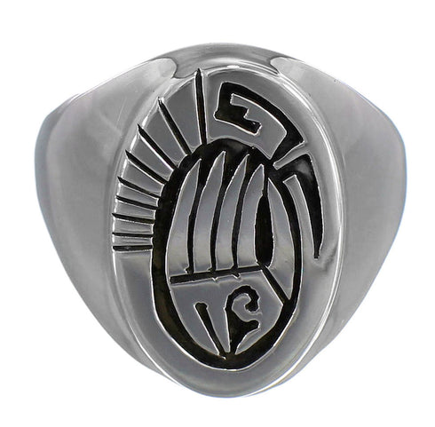 Navajo Calvin Peterson Sterling Silver Bear Paw Water Wave Ring Size 10-1/4 RX115517